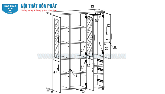 lắp c&aacute;nh tủ HR1960-3B