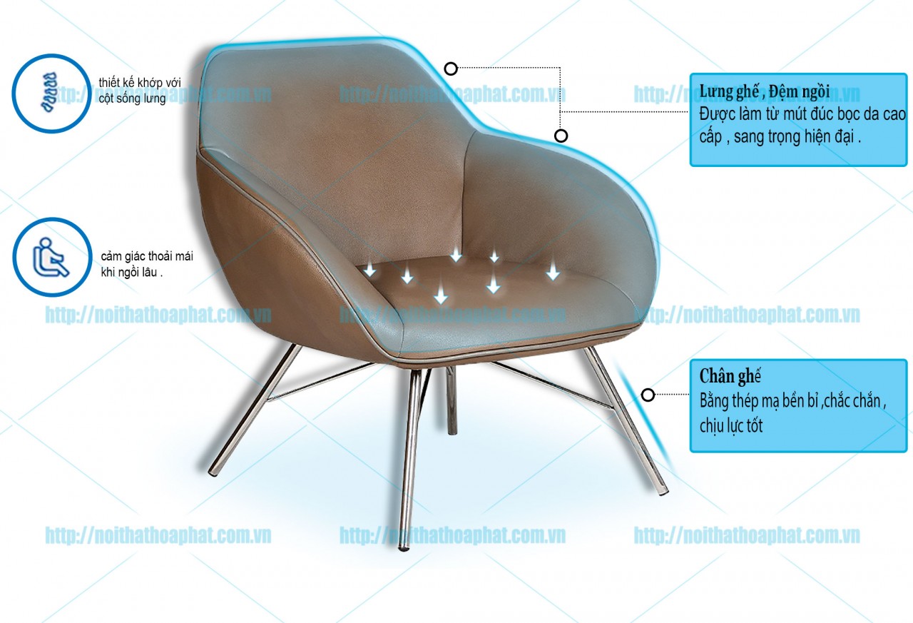 Ghế phòng khách bọc da SB62 - ảnh 3