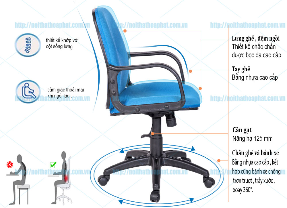 Ghế xoay lưng trung SG225 - ảnh 4