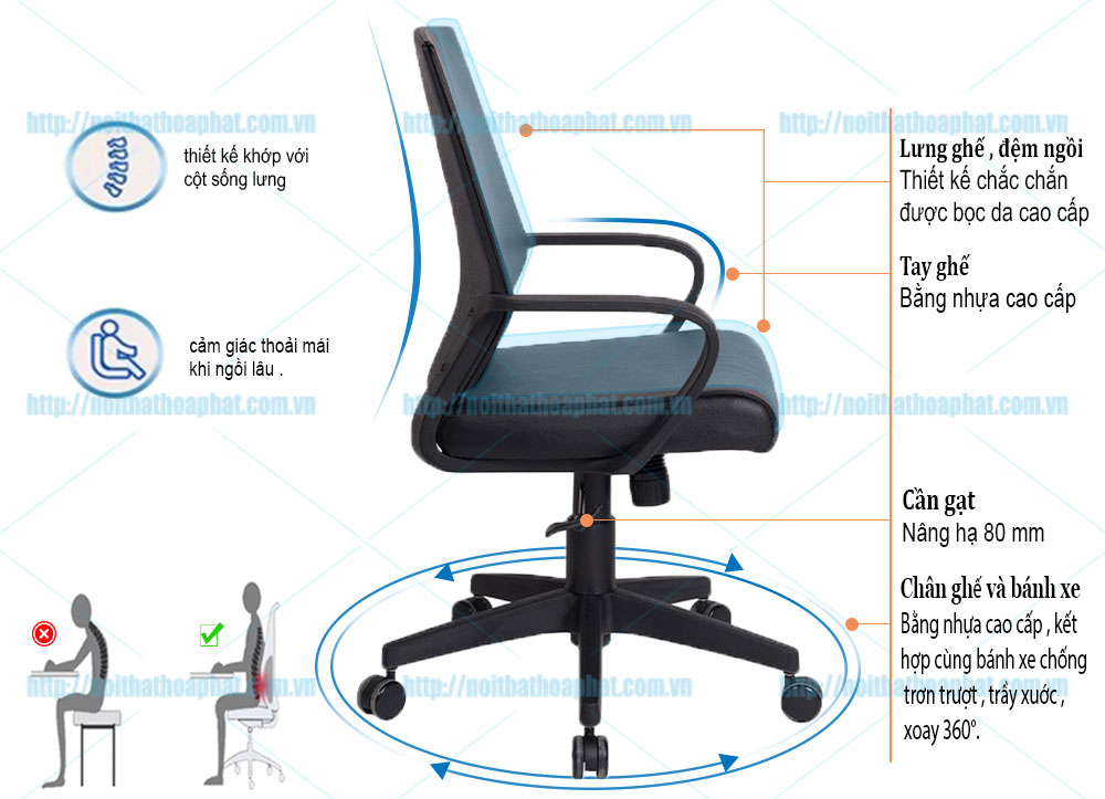 Ghế xoay văn phòng SG502 - ảnh 6