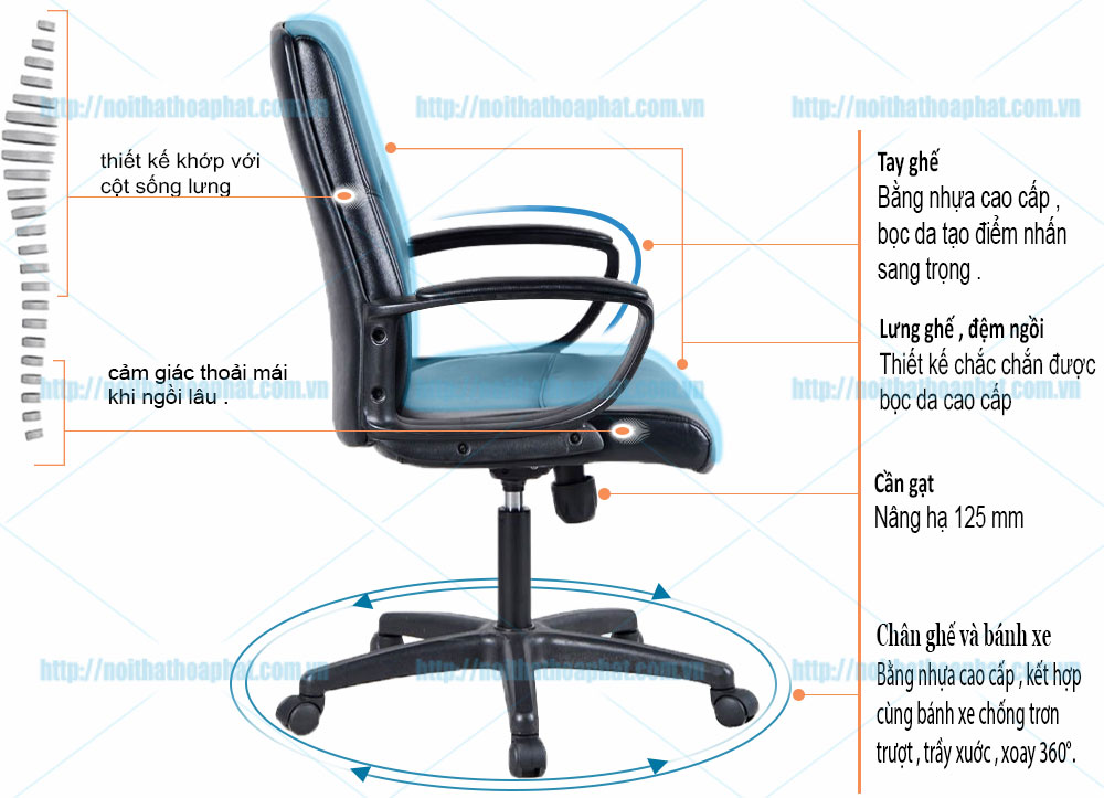 Ghế lãnh đạo lưng trung SG606 - ảnh 6