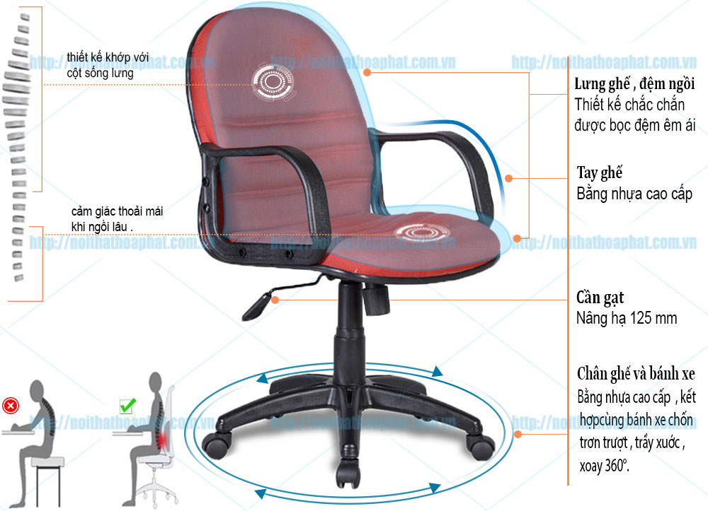Ghế xoay lưng trung SG712 - ảnh 4